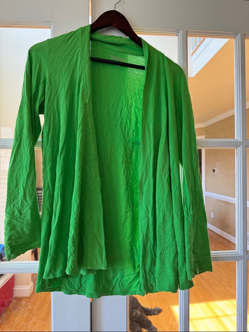 Lilly Pulitzer Bright Green Cotton Tee with Pink Logo